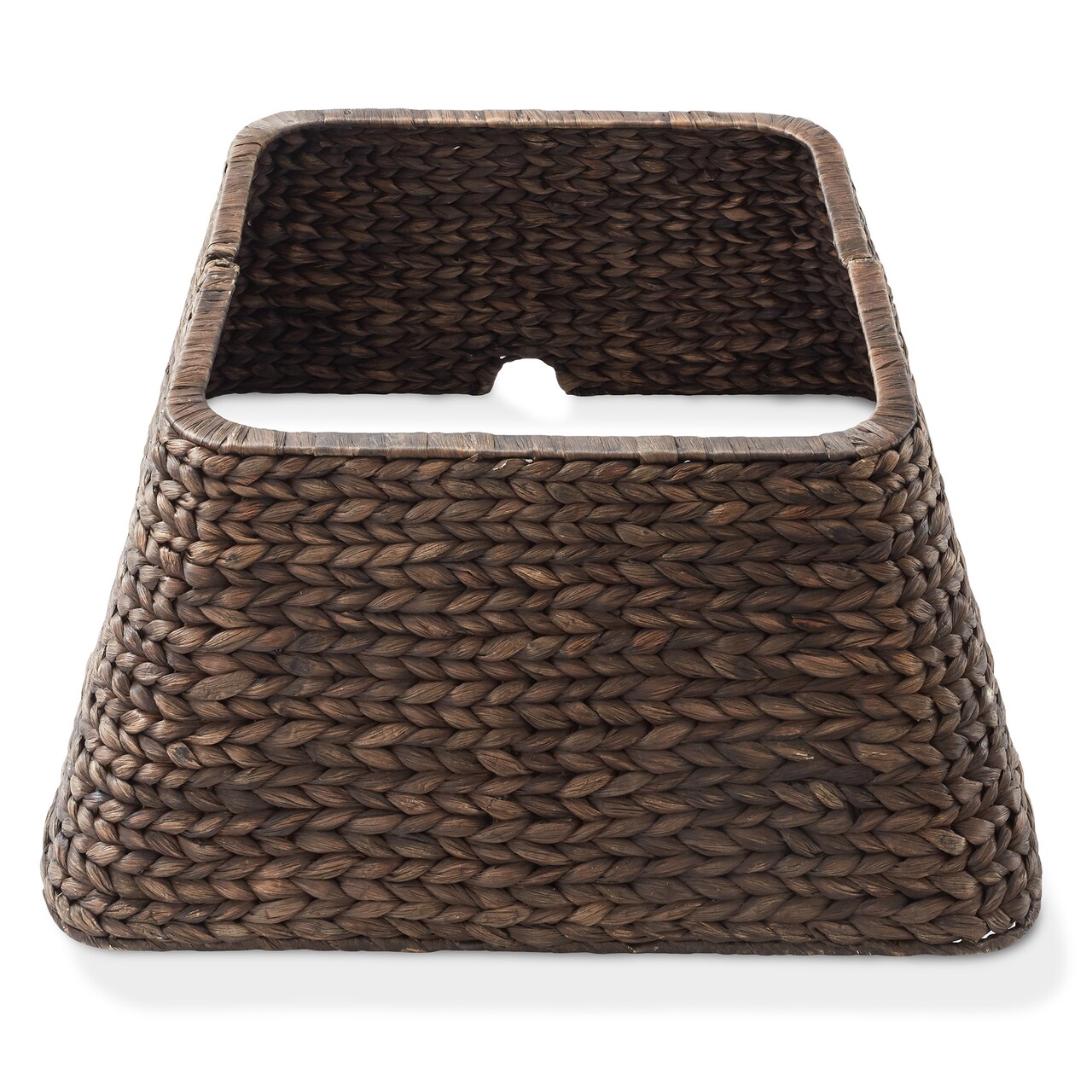 Casafield 22-Inch Christmas Tree Collar, Water Hyacinth Woven Tree Square Base Cover with Cord Cut Out,